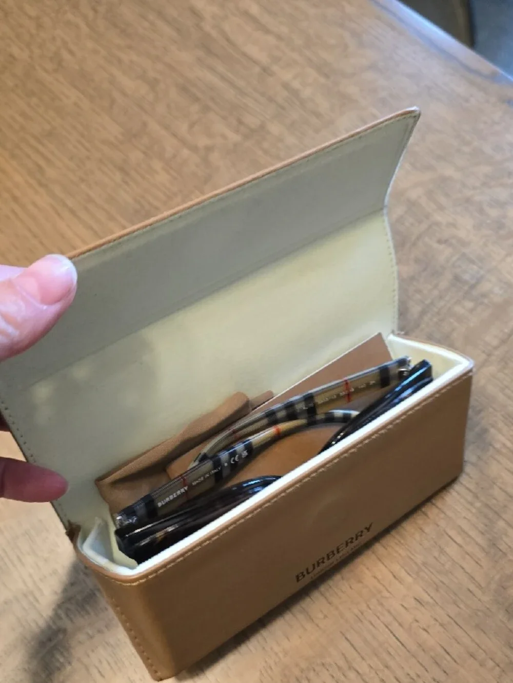 Burberry Brown Sunglasses with Tan Case and Plaid Temples